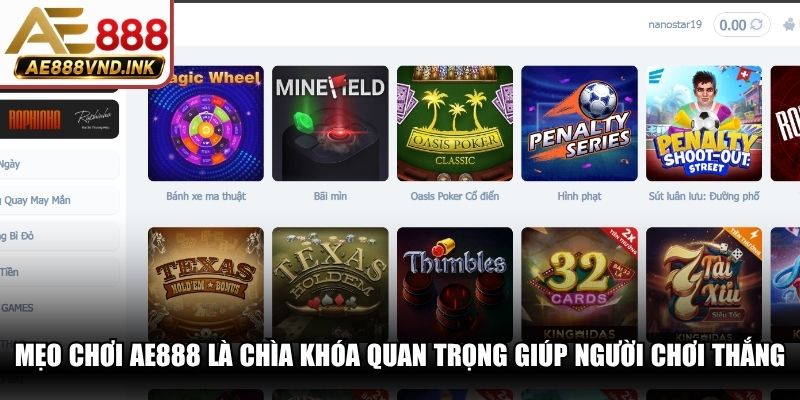 Mẹo chơi AE888 là chìa khóa quan trọng giúp người chơi thắng