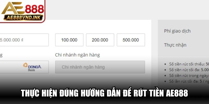 Thực hiện đúng hướng dẫn để rút tiền AE888 thành công nhanh