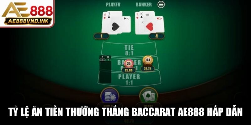Tỷ lệ ăn tiền thưởng thắng Baccarat AE888 hấp dẫn và công bằng